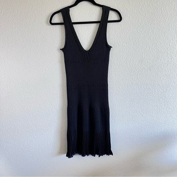 Rag & Bone Yasmine Ribbed Pleated V-Neck Tank Dress w/Blue Trim - Picture 7 of 14